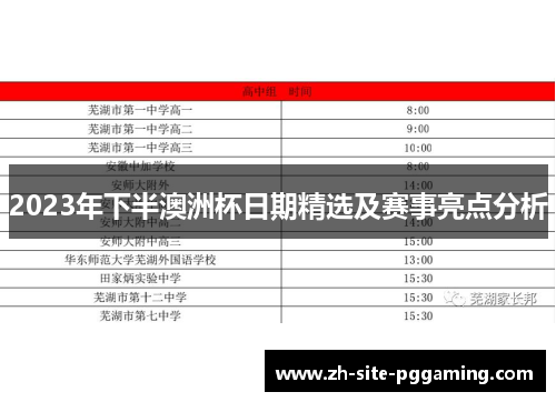 2023年下半澳洲杯日期精选及赛事亮点分析 2023年下半澳洲杯日期精选及赛事亮点分析